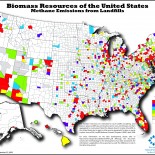 Methane from Landfills A map showing U.S. methane emissions by county from landfills. Reproduced from NREL.